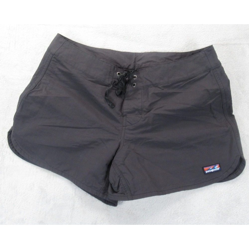 Patagonia Wavefarer Shorts Womens‎ 8 Gray Pockets Lace-Up 4" Swim Boardshorts